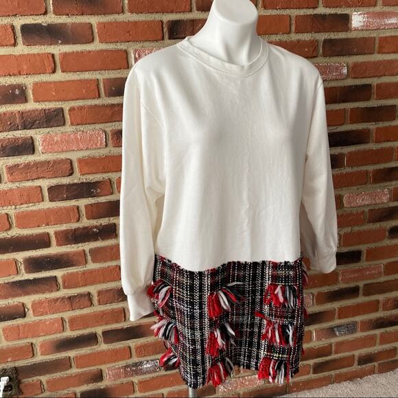 Zara tweed tassel blouse dress sz M Zara Sweater Dress - Picture 4 of 9